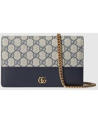 Gucci - Gg Marmont Bi-Color Mini Chain Bag, , Leather - Lyst