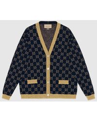 Gucci - グッチ公式GGコットンラメ ファブリック カーディガンブルー/ゴールド コットンラメ ファブリックcolor_descriptionウェア - Lyst