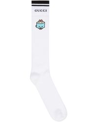 Gucci Cotton Blend Socks With Animal Patch - White