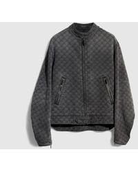 Gucci - Gg Cotton Denim Jacquard Zip Jacket - Lyst