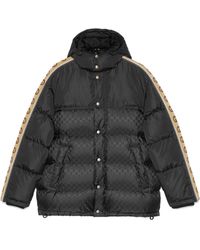 Gucci Wattierter mantel aus nylon mit gg jacquard - Schwarz