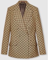Gucci - Double-Breasted Gg Canvas Jacket, Ready-To-Wear - Lyst