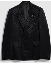 Gucci - Chaqueta De Faya Ligera Con Doble Botonadura Y Gg, Talla - Lyst