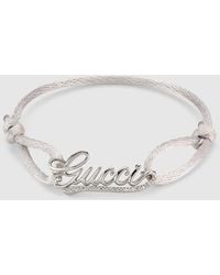 Gucci - Script Cord Bracelet With Crystals - Lyst
