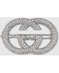 Gucci - Interlocking G Hair Clip With Crystals - Lyst