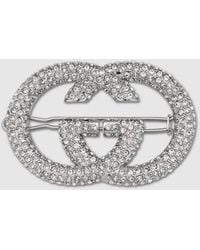 Gucci - Interlocking G Hair Clip With Crystals - Lyst