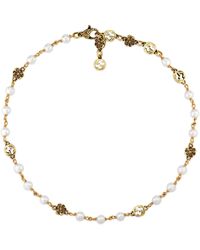 Gucci - Interlocking Flower Pearl Necklace - Lyst