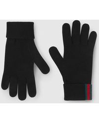 Gucci - Wool Gloves With Web - Lyst