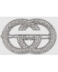 Gucci - Interlocking G Hair Clip With Crystals - Lyst