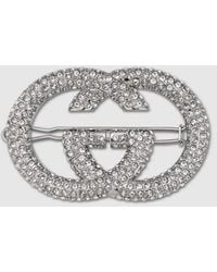 Gucci - Interlocking G Hair Clip With Crystals - Lyst