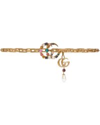 Gucci Cinturón de Cadena con Hebilla de Doble G de Cristal - Metálico