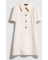 Gucci - Crêpe Wool Dress With Double G Button, Size 40 It, Ready-To-Wear - Lyst