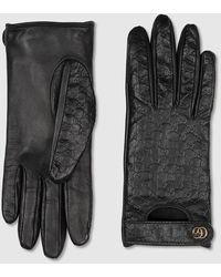 Gucci - Gg Leather Gloves With Double G - Lyst