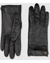 Gucci - Gg Leather Gloves With Double G - Lyst