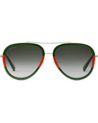 Gucci Aviator Metal Sunglasses - Green
