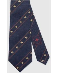 Gucci - Bee & Web-striped Silk Tie - Lyst