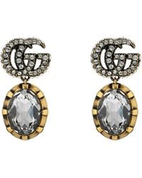 Gucci - Double G Earrings With Crystals - Lyst