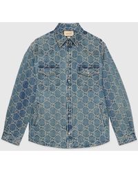 Gucci Hemd aus GG Jacquard-Denim - Blau