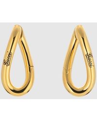 Gucci - Geometrische Ohrringe Mit Schriftzug - Lyst