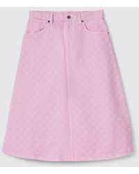 Gucci - Gg Cotton Denim Jacquard Skirt - Lyst