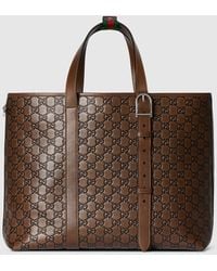 Gucci - Borsa Shopping Gg Emblem Misura Grande - Lyst