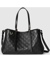 トートバッグ Gucci Black Leather Reversible Shopping Bag Gucci Totissima large reversible tote bag in black leather