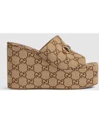 Gucci - Gg Wedge Sandals - Lyst