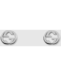 Gucci - Silver Interlocking G Sterling Stud Earrings - Lyst