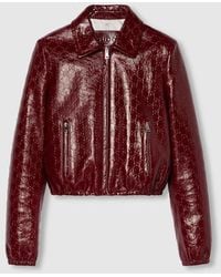 Gucci - Gg Embossed Leather Bomber Jacket - Lyst