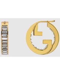Gucci - Blondie Crystal Hoop Earrings - Lyst