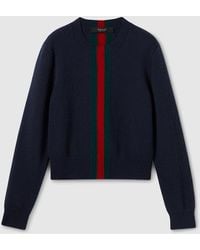 Gucci - Fine Knit Wool Sweater With Web - Lyst