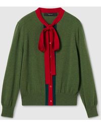 Gucci - Knit Wool Cashmere Cardigan With Web - Lyst