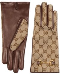 Gucci Handschuhe aus GG Canvas mit Horsebit - Braun