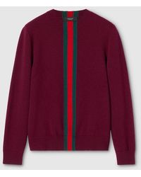 Gucci - Knit Wool Sweater With Web Intarsia - Lyst