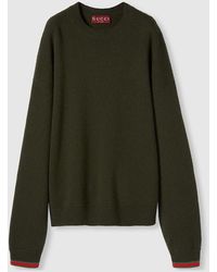 Gucci - Wool Cashmere Sweater With Web Trim - Lyst