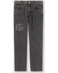 Gucci - Slim Fit Denim Pant With Logo Detail, Ready-To-Wear - Lyst