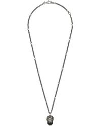 Gucci Löwenkopf Halskette mit Kristall - Mettallic