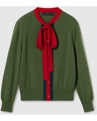 Gucci - Knit Wool Cashmere Cardigan With Web - Lyst