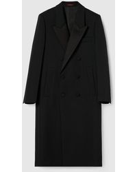 Gucci - ダブル ウール＆サテン コート, ブラック, ウェア - Lyst