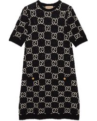 Gucci gg Jacquard Short Sleeve Dress - Black
