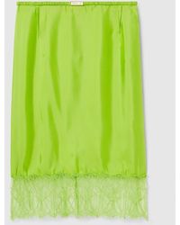 Gucci - Falda De Sarga De Viscosa Con Encaje Floral, Talla - Lyst