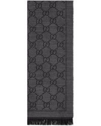 Gucci Gg Jacquard Pattern Knit Scarf - Black