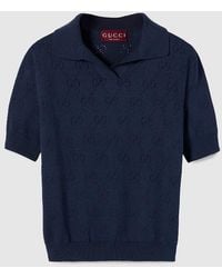 Gucci - Gg Pointelle Cotton Silk Polo Shirt - Lyst