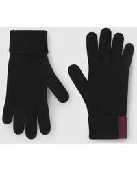 Gucci - Wool Gloves With Web - Lyst