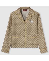 Gucci - Bluse Aus Gg Seidentwill Mit Print, Grösse - Lyst