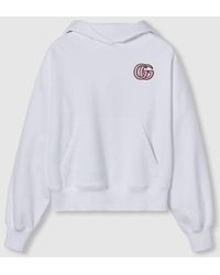 Gucci - エンブロイダリー コットンジャージー フーデッド スウェットシャツ, ホワイト, ウェア - Lyst