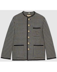 Gucci - Wool Gingham Jacket With Interlocking G - Lyst