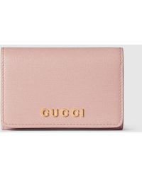Gucci - スクリプト カードケース, ピンク, Leather - Lyst