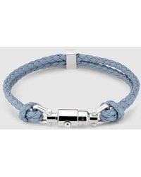 Gucci - Braided Bracelet With Piston Detail, Size Xl, Leather - Lyst