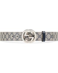 Gucci GG Supreme Belt With G Buckle - Blue